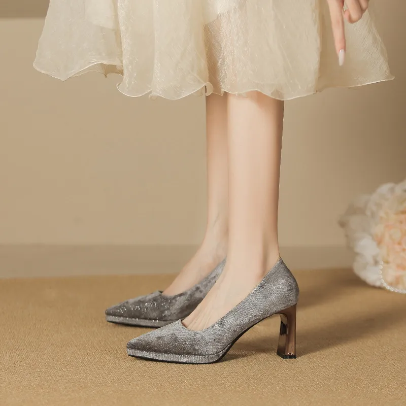Zubumei Chunky Heel High Heels 8CM Women's-12