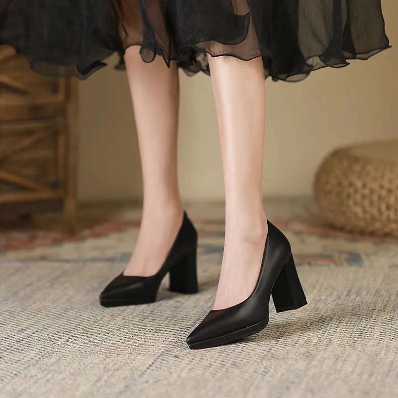 Zubumei Chunky Heel High Heels 8cm Women's-5