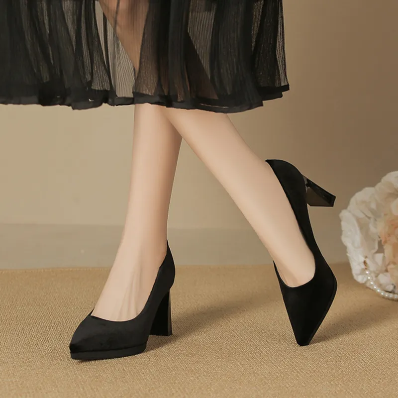 Zubumei Chunky Heel High Heels 8CM Women's-2