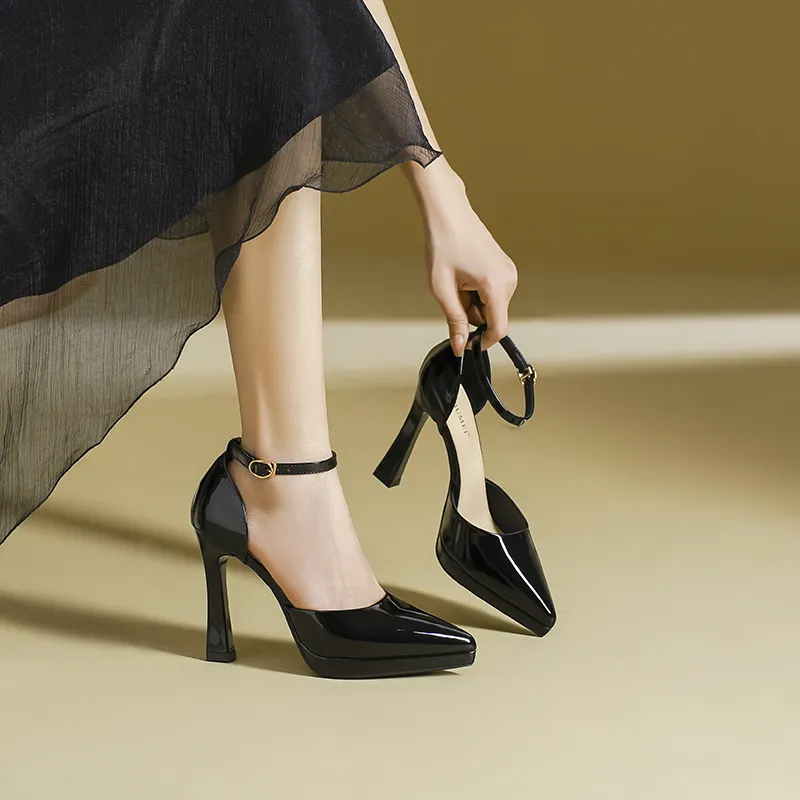 Zubumei Chunky Heel High Heels 10CM Women's-2