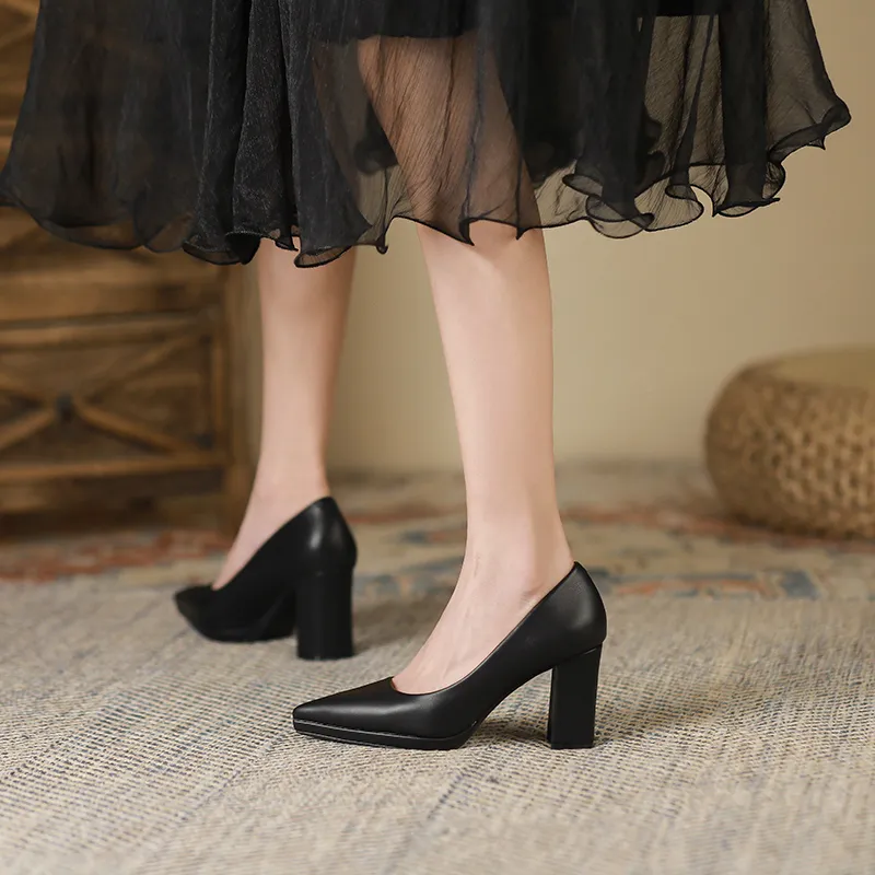 Zubumei Chunky Heel High Heels 8cm Women's-2