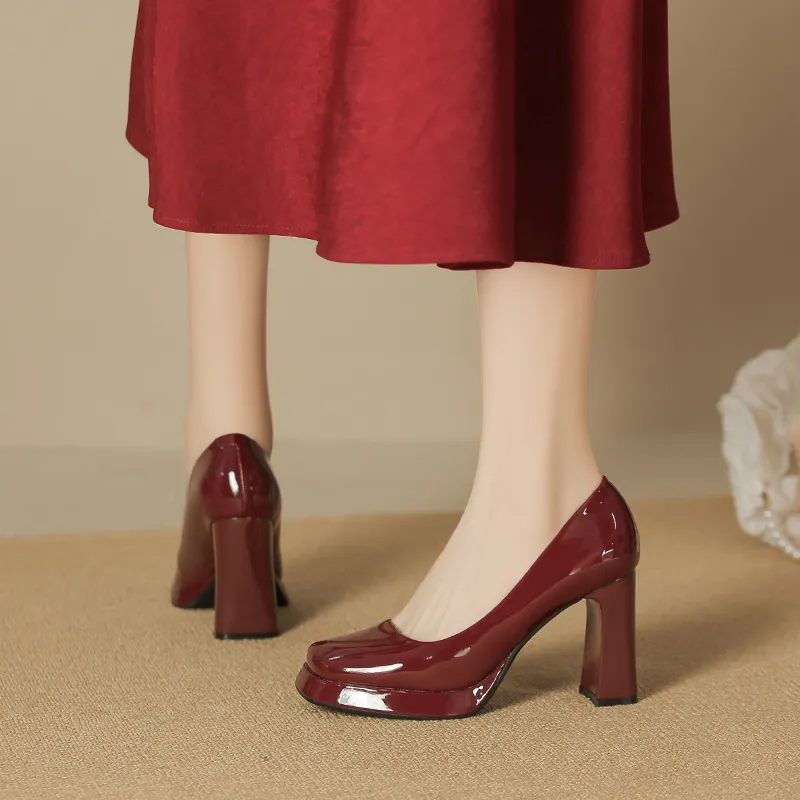 Zubumei Chunky Heel High Heels 8CM Women's-19