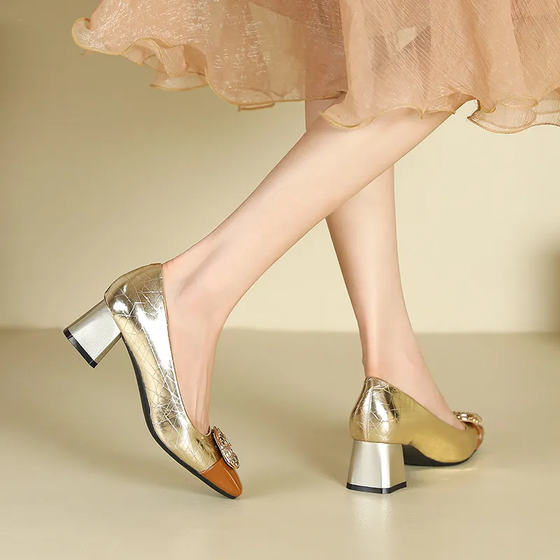 Zubumei Chunky Heel High Heels 5CM Women's-13