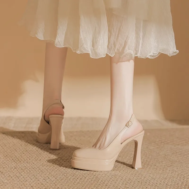 Zubumei High Heels Women's Black, Nude-9
