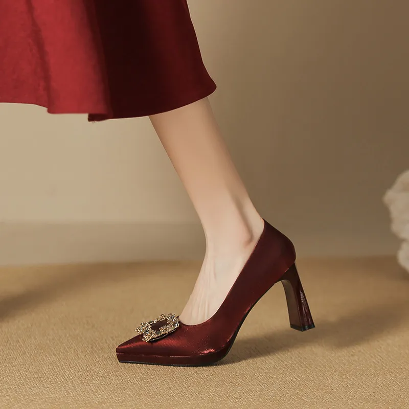 Zubumei Chunky Heel High Heels 8CM Women's-12