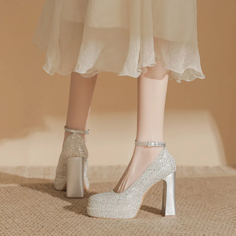 Zubumei Chunky Heel High Heels 11CM Women's-3