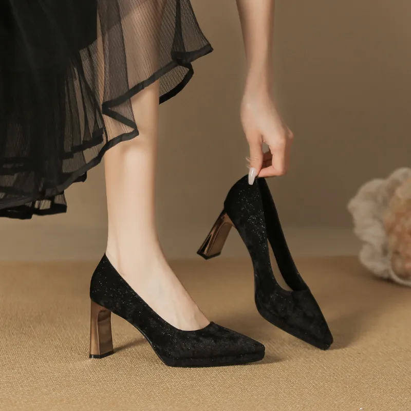 Zubumei Chunky Heel High Heels 8CM Women's-1