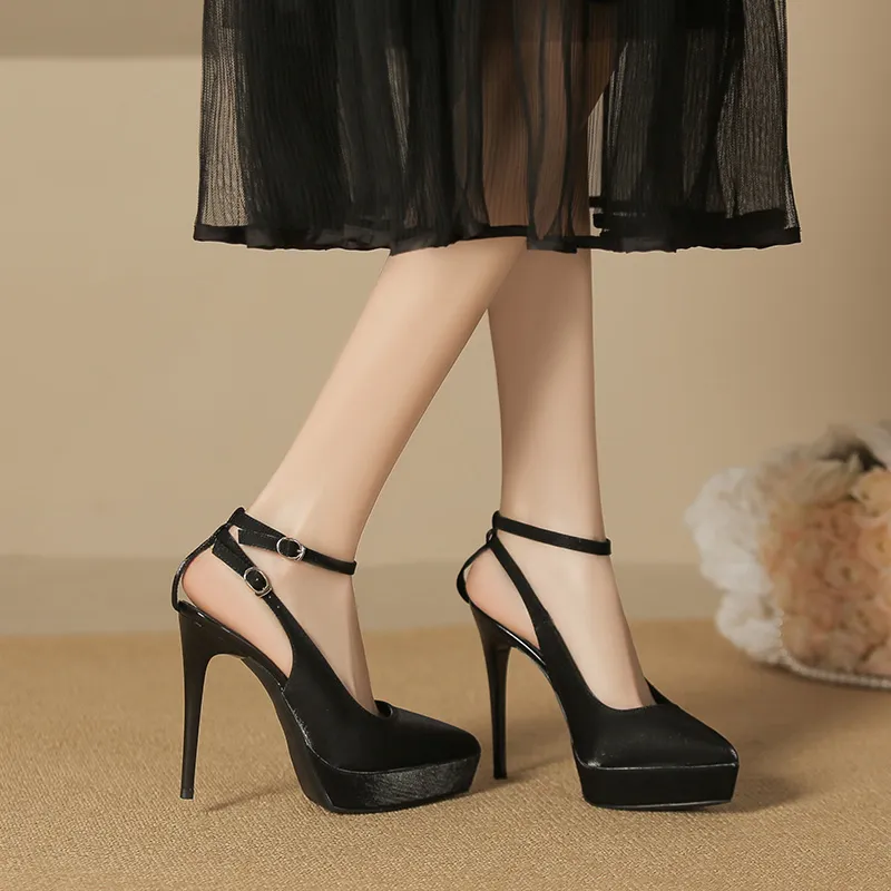 Zubumei Slim Heel High Heels 12CM Women's Black-2