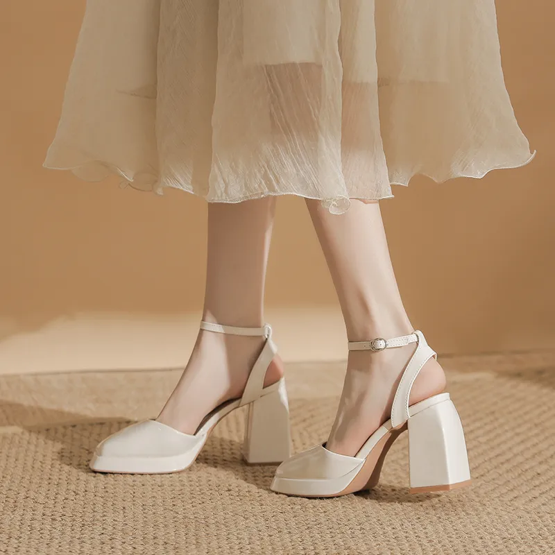 Zubumei Chunky Heel High Heels 9CM Women's-3