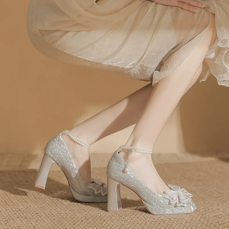 Zubumei High Heels Women's Silver, Champagne-1