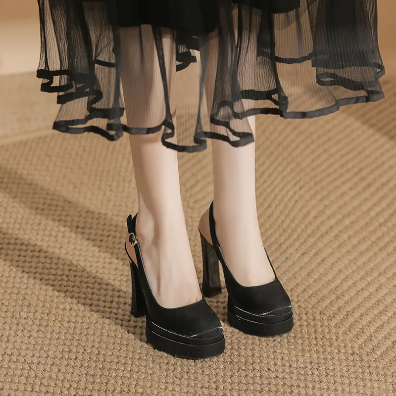 Zubumei Chunky Heel High Heels 11CM Women's-1