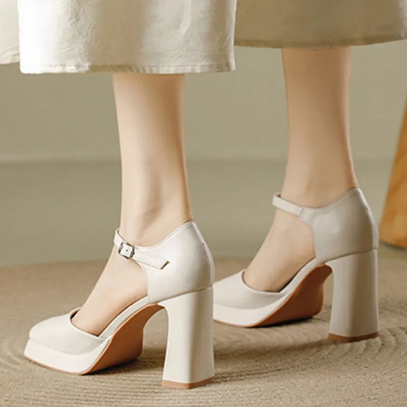 Zubumei Chunky Heel High Heels Women's-3