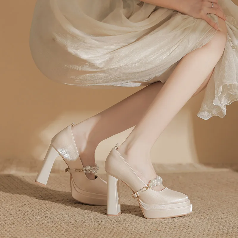 Zubumei Chunky Heel High Heels 11CM Women's-2