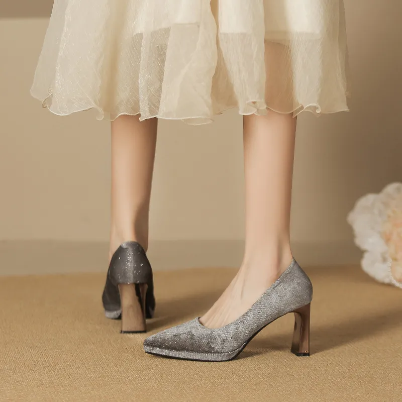Zubumei Chunky Heel High Heels 8CM Women's-13