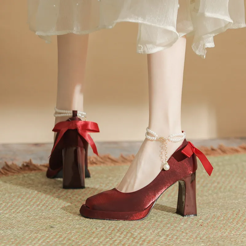 Zubumei Chunky Heel High Heels Women's-9