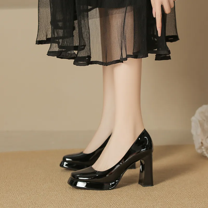 Zubumei Chunky Heel High Heels 8CM Women's-3