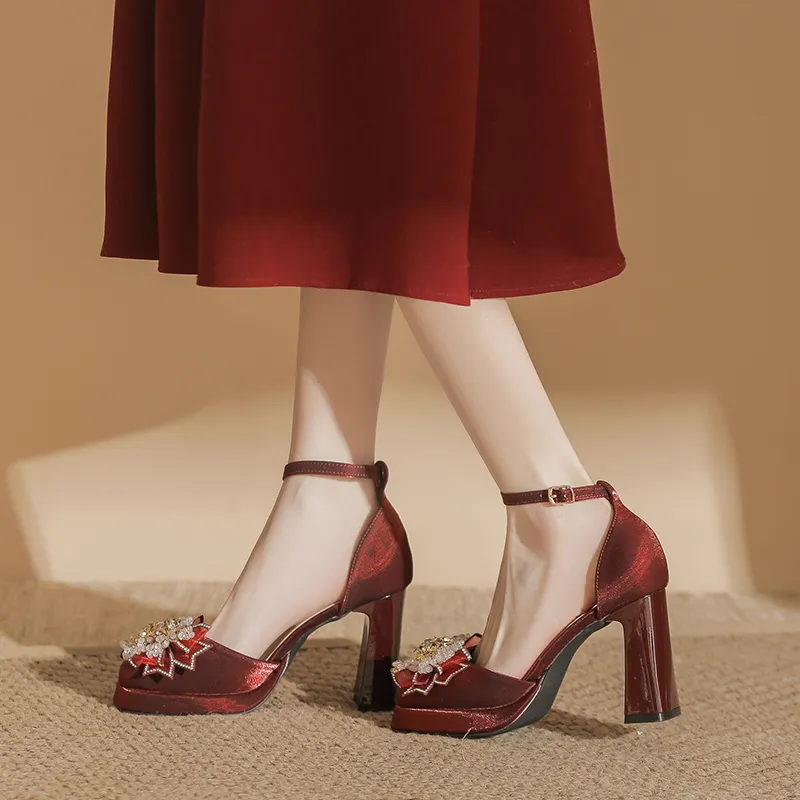 Zubumei Chunky Heel High Heels Women's-9