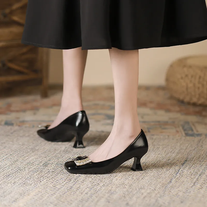 Zubumei Flared Heel High Heels 6cm Women's-4