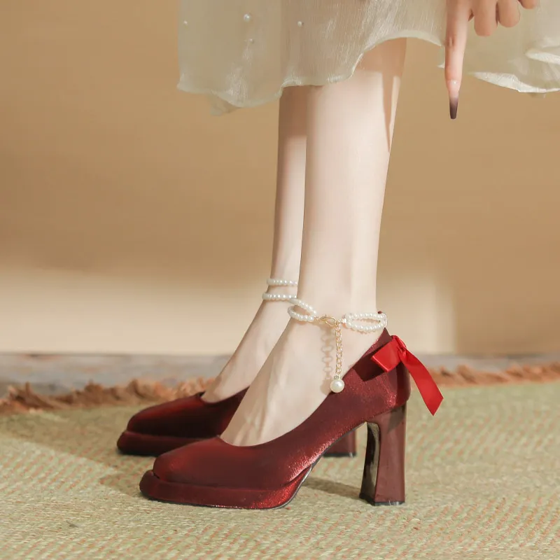 Zubumei Chunky Heel High Heels Women's-11
