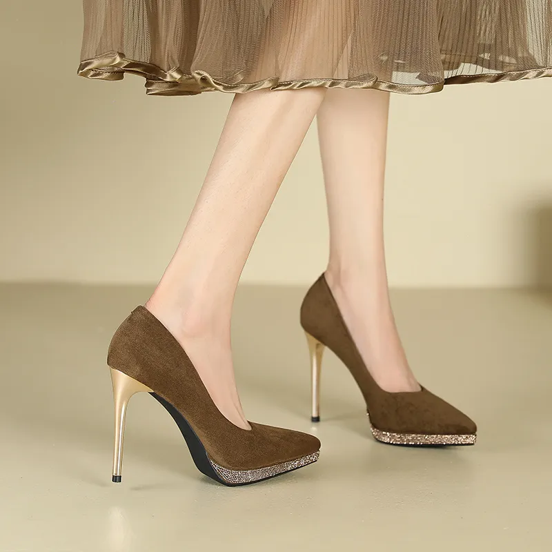 Zubumei Slim Heel High Heels 10CM Women's-12