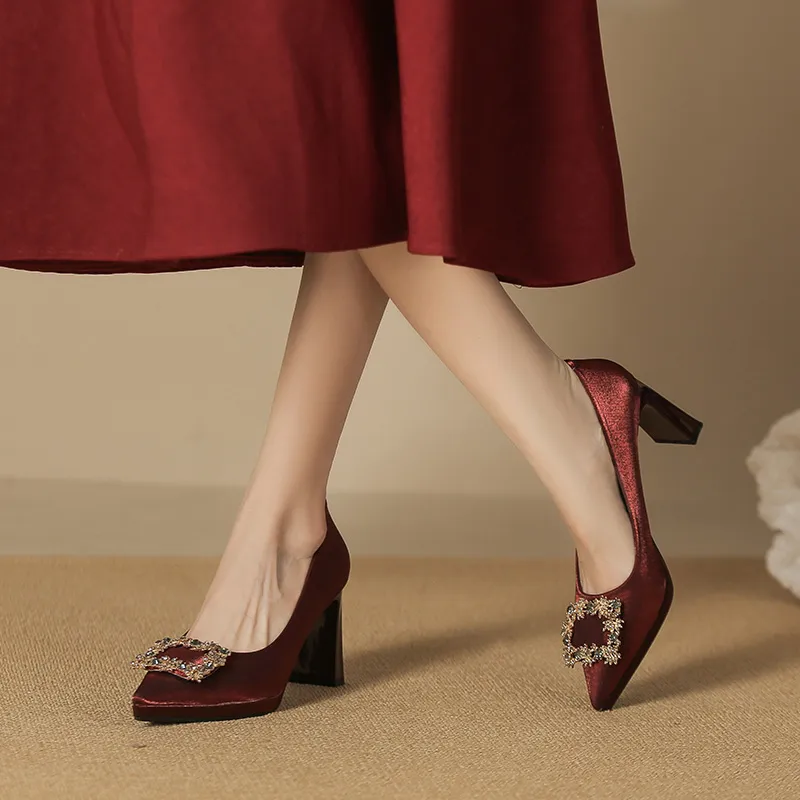 Zubumei Chunky Heel High Heels 8CM Women's-10