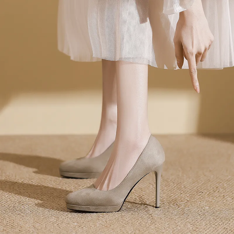 Zubumei Slim Heel High Heels 10CM Women's-15