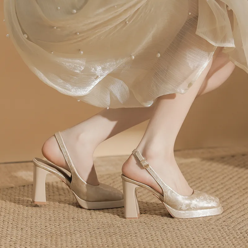 Zubumei Chunky Heel High Heels 9cm Women's-17