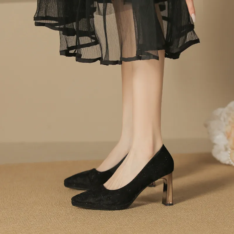 Zubumei Chunky Heel High Heels 8CM Women's-4