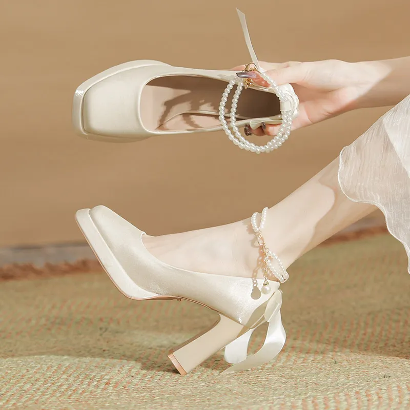 Zubumei Chunky Heel High Heels Women's-15