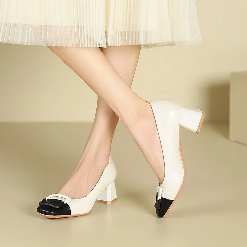 Zubumei Chunky Heel High Heels 5CM Women's-5