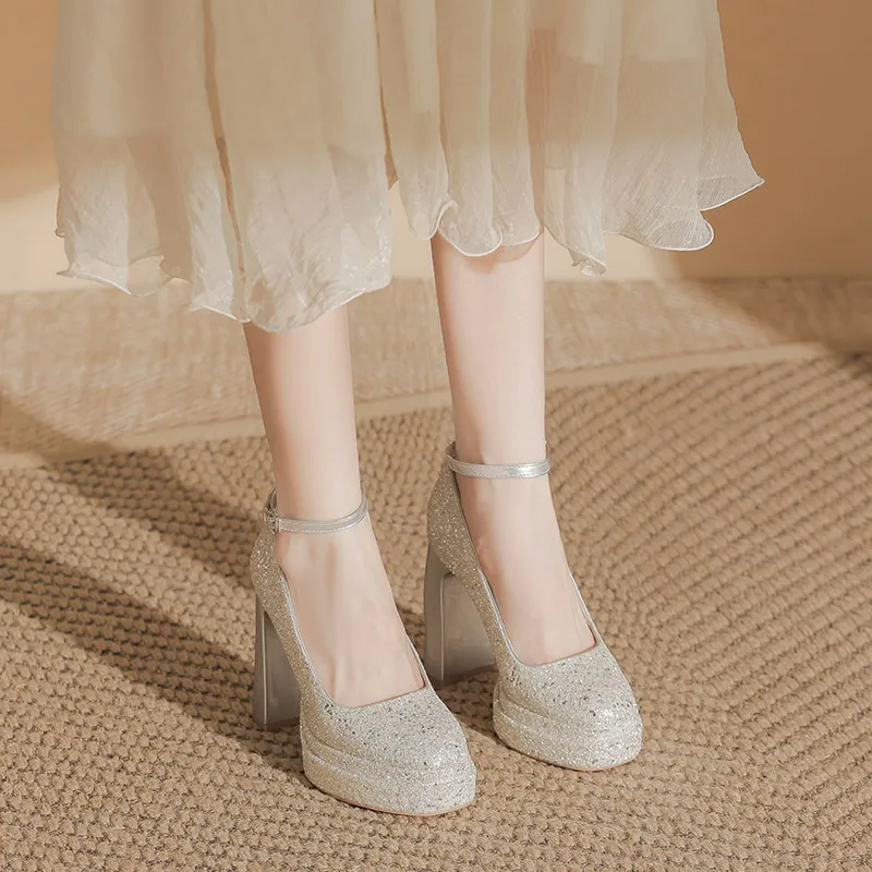 Zubumei Chunky Heel High Heels 11CM Women's-5