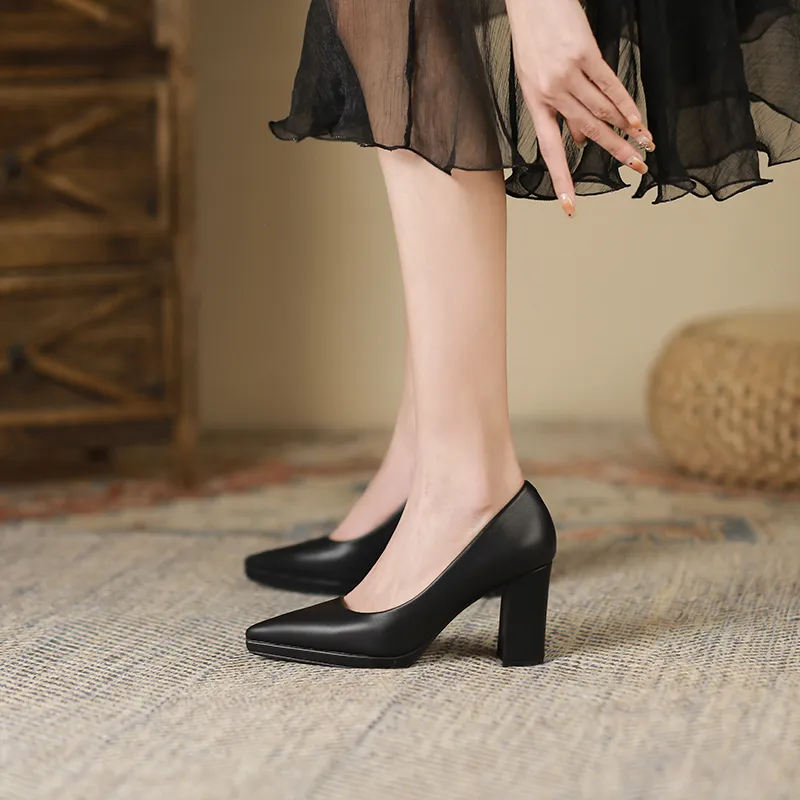 Zubumei Chunky Heel High Heels 8cm Women's-3