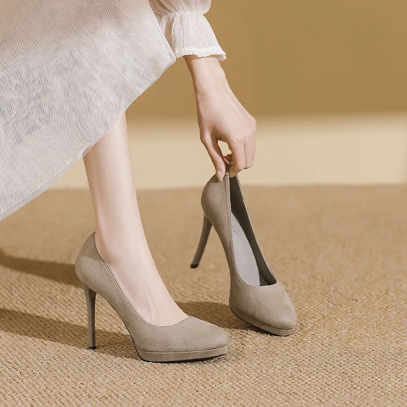 Zubumei Slim Heel High Heels 10CM Women's-13