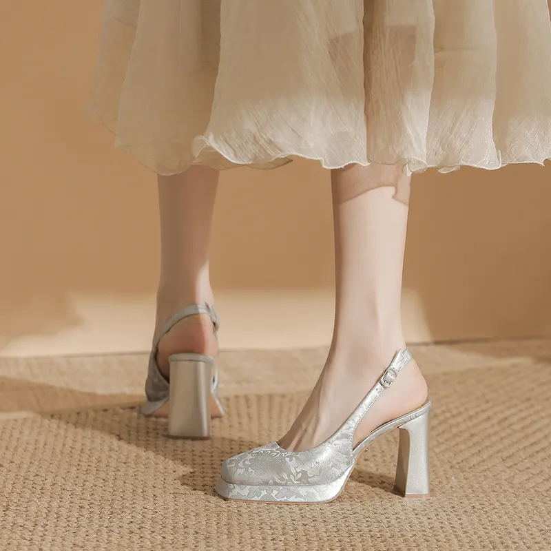 Zubumei Chunky Heel High Heels 9cm Women's-1