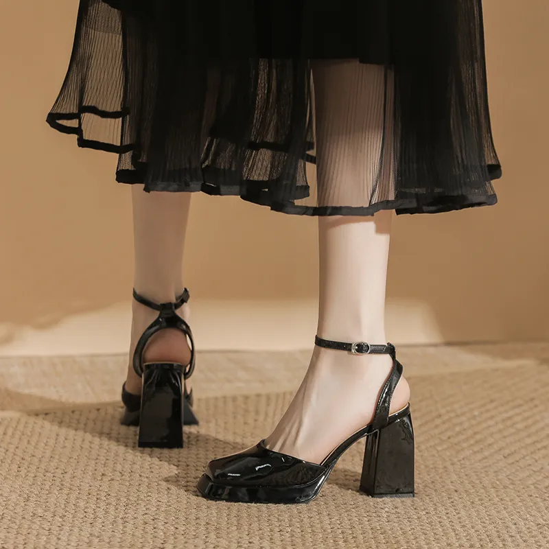 Zubumei Chunky Heel High Heels 9CM Women's-11