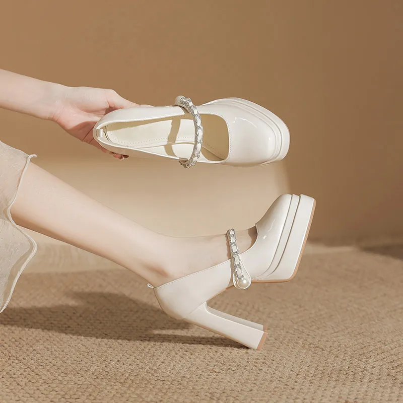 Zubumei Chunky Heel High Heels 11CM Women's-5