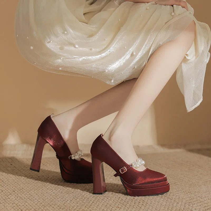 Zubumei Chunky Heel High Heels 11CM Women's-9