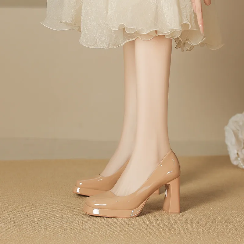 Zubumei Chunky Heel High Heels 8CM Women's-10