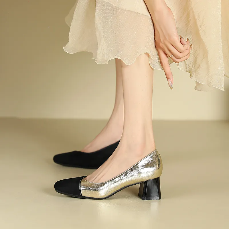 Zubumei Chunky Heel High Heels 5CM Women's-2