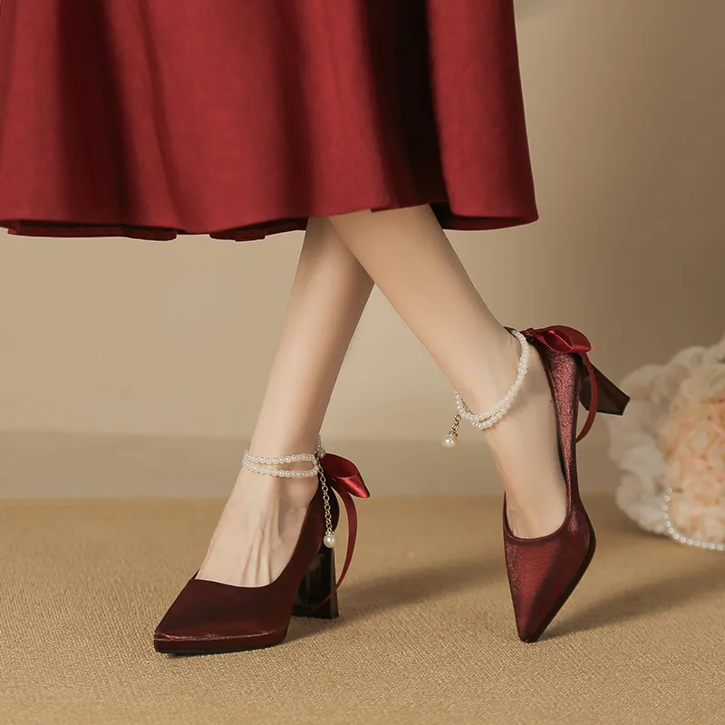 Zubumei Chunky Heel High Heels 8CM Women's-12