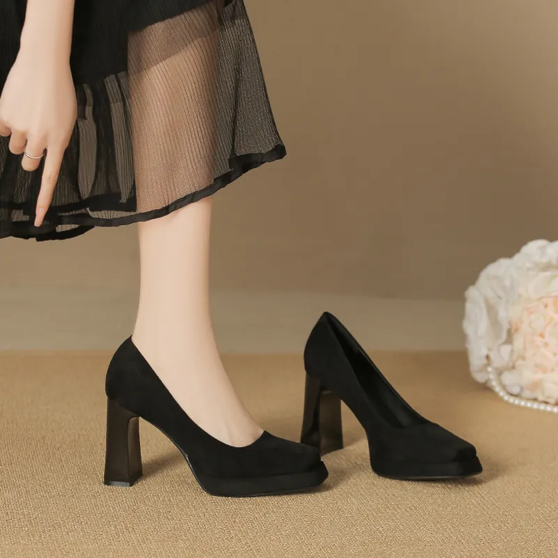 Zubumei Chunky Heel High Heels 8CM Women's-24