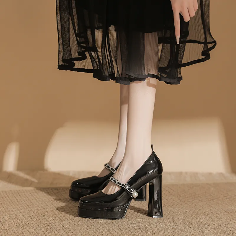Zubumei Chunky Heel High Heels 11CM Women's-17