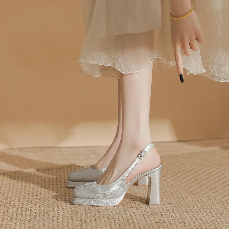 Zubumei Chunky Heel High Heels 9cm Women's-3