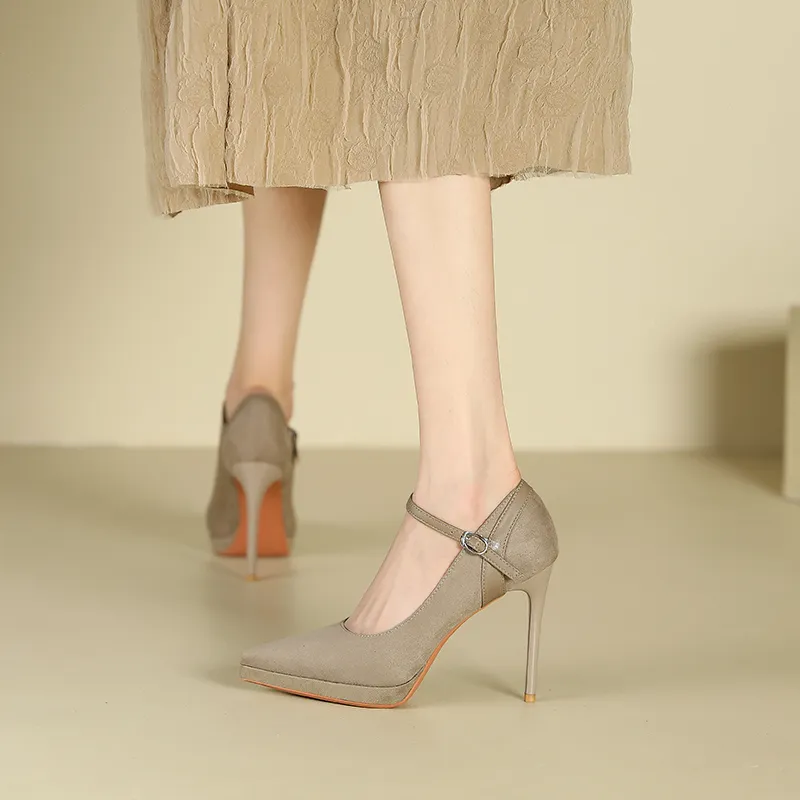 Zubumei Slim Heel High Heels 10CM Women's-12