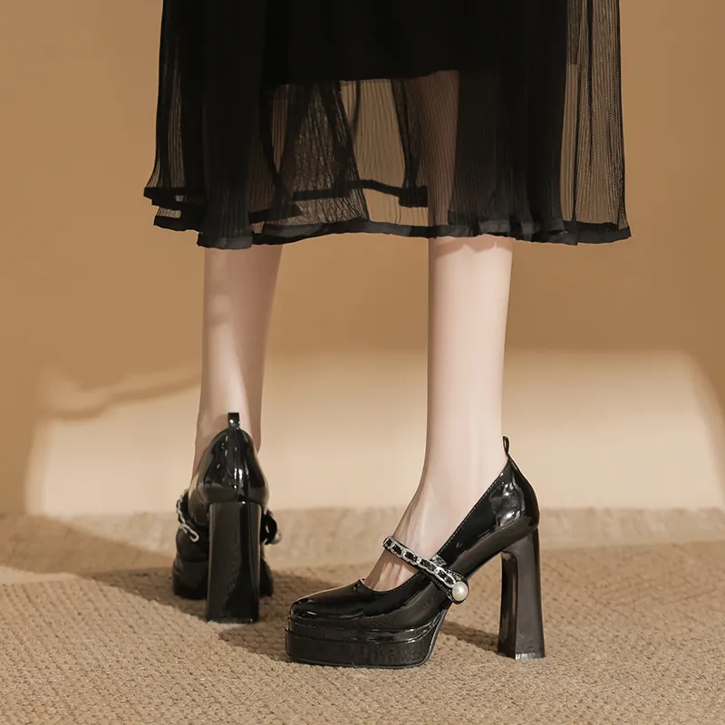 Zubumei Chunky Heel High Heels 11CM Women's-18