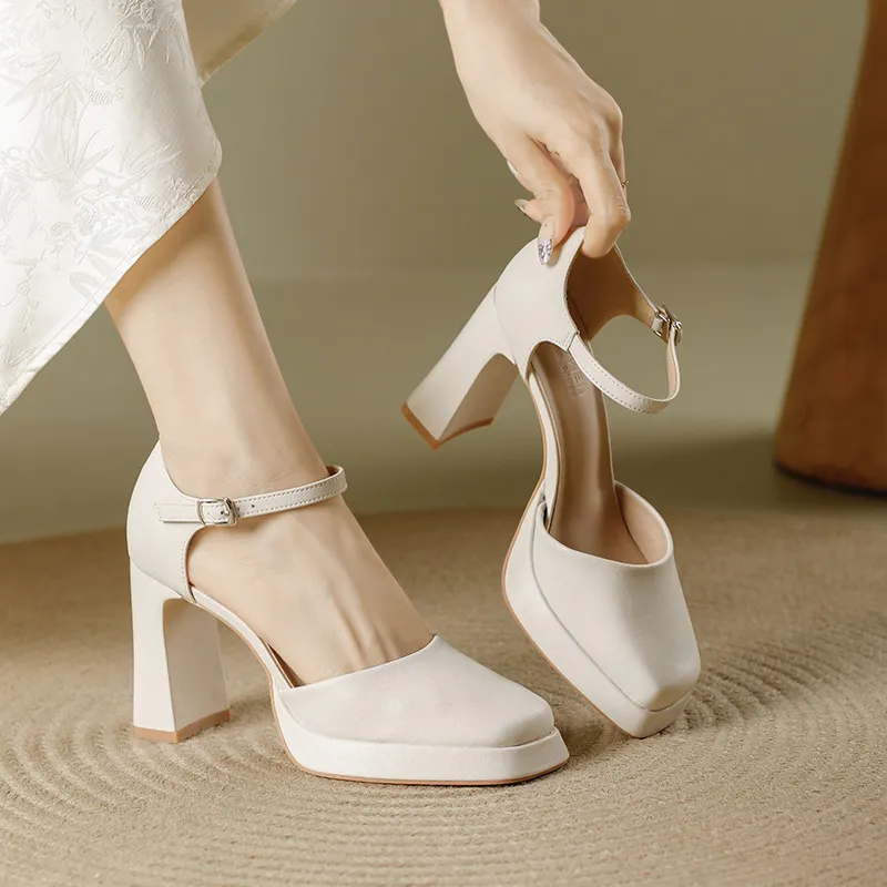 Zubumei Chunky Heel High Heels Women's-5