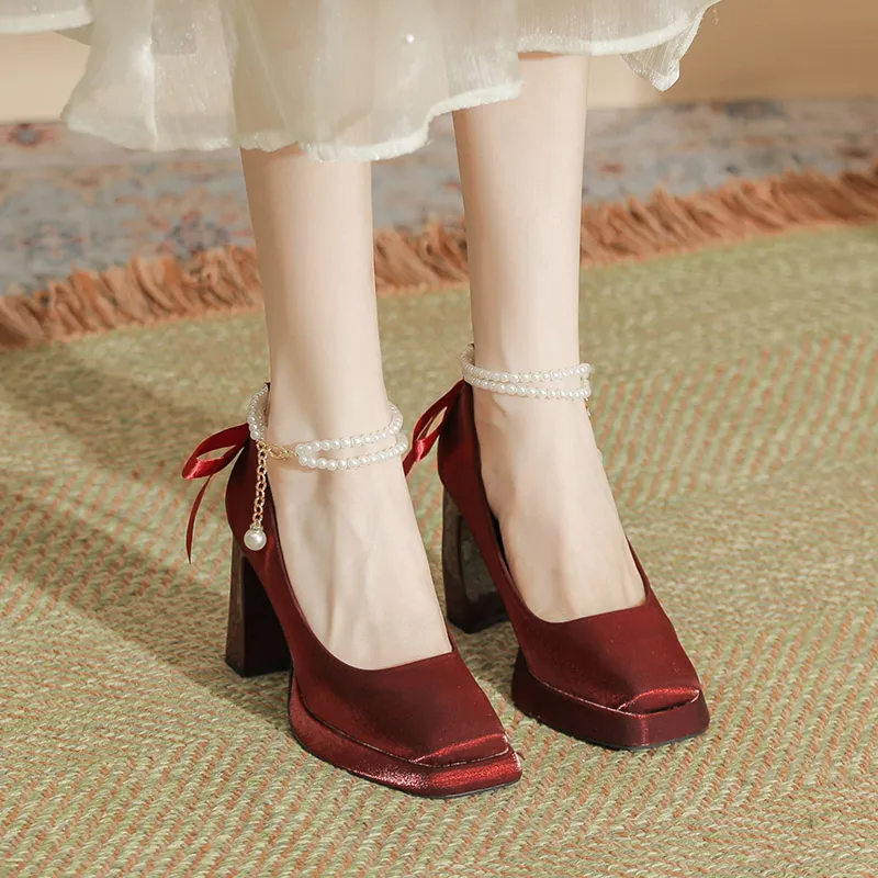 Zubumei Chunky Heel High Heels Women's-8