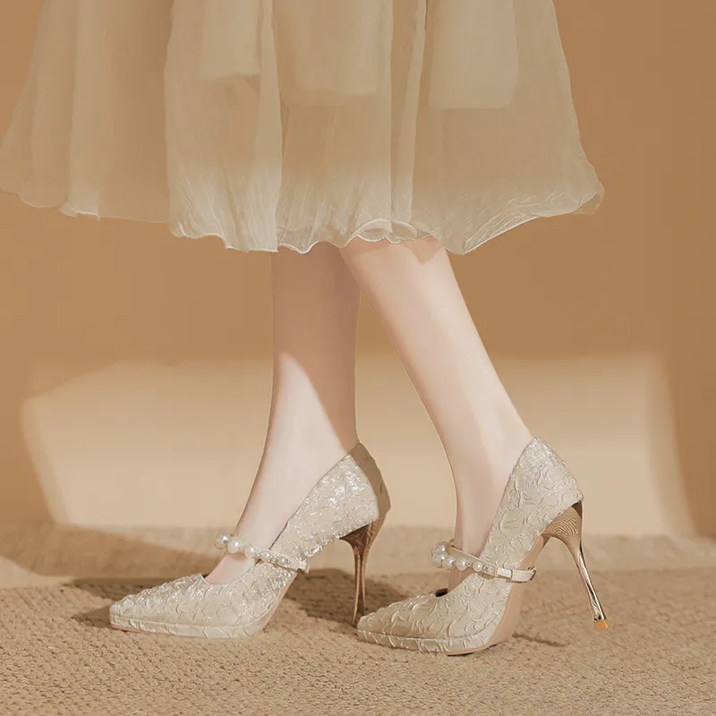 Zubumei High Heels Women's Champagne-5