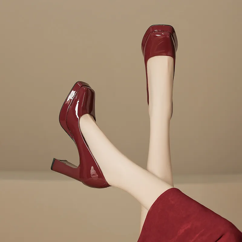Zubumei Chunky Heel High Heels 8CM Women's-21
