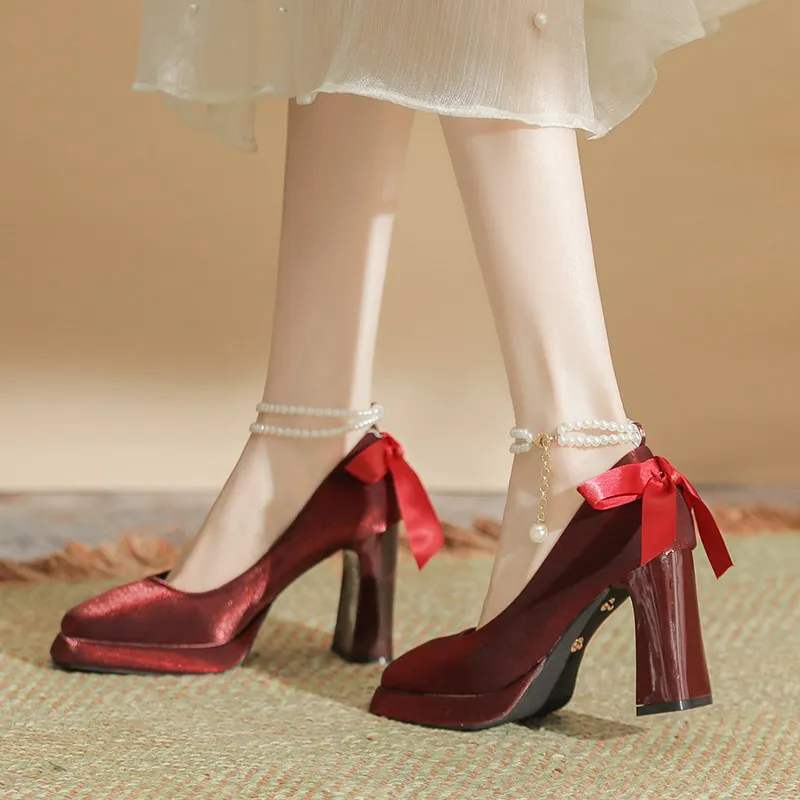 Zubumei Chunky Heel High Heels Women's-10